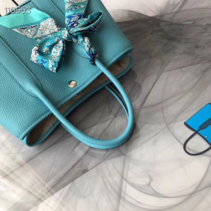 Hermes Garden Party 36cm 30cm Tote Bag Original Leather Light Blue