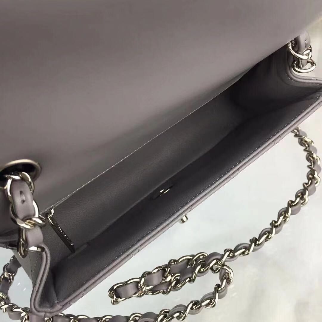 Chanel flap bag Gray A1116 Silver