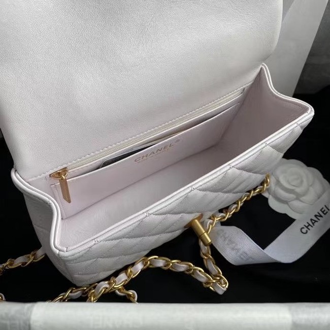 Chanel mini flap bag with top handle AS2431 White