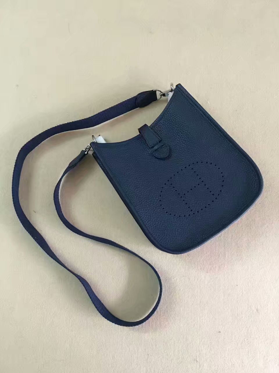 Hermes Evelyne original togo leather mini Shoulder Bag H15698 dark blue