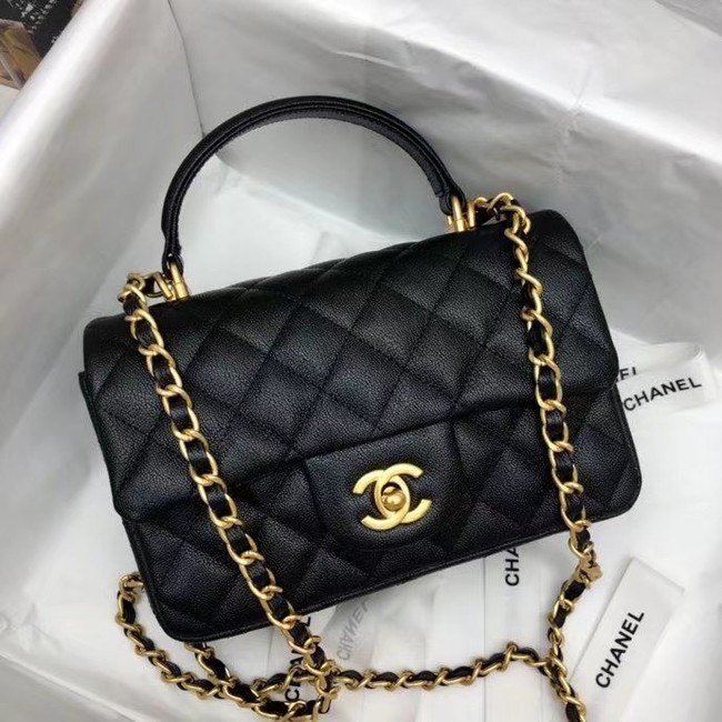 CHANEL mini flap bag with top handle AS2431 black