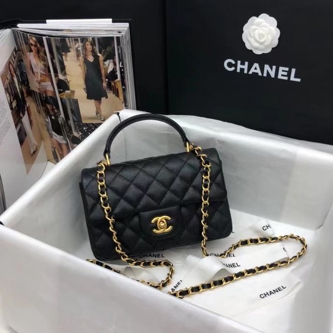 CHANEL mini flap bag with top handle AS2431 black