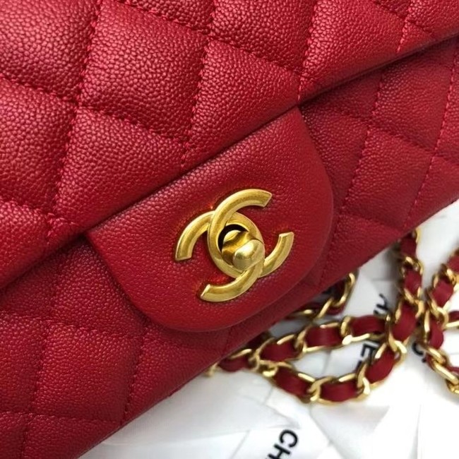 CHANEL mini flap bag with top handle AS2431 red