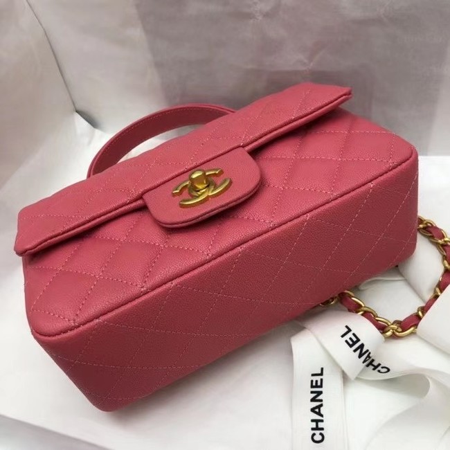 CHANEL mini flap bag with top handle AS2431 rose 