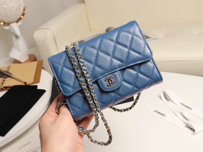 Chanel mini flap bag Grained Calfskin A84512 blue