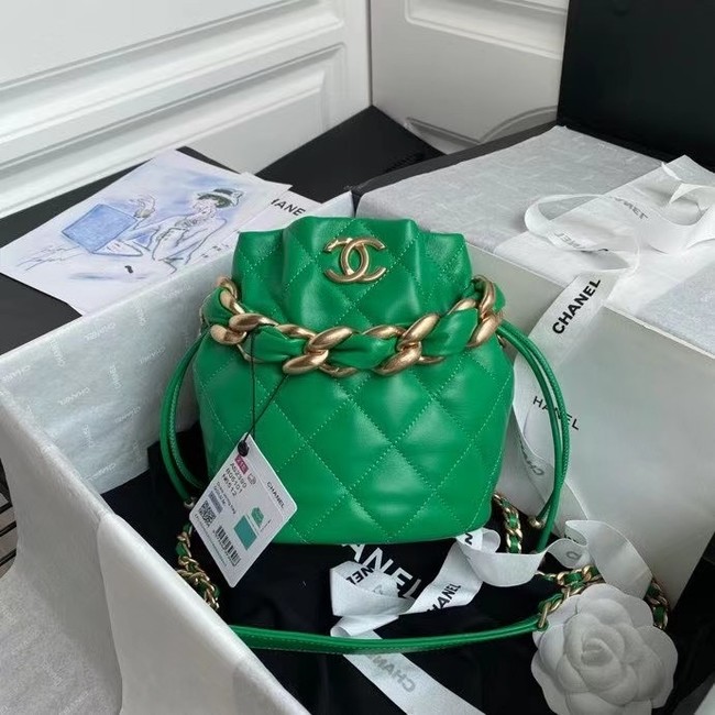 chanel mini Lambskin tote AS2390 green