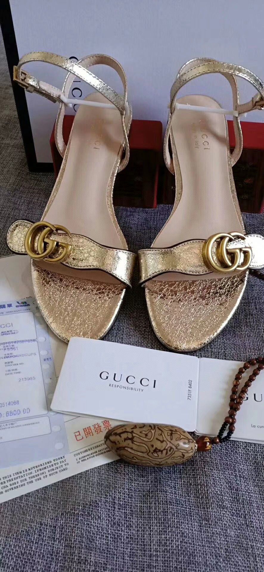 Gucci Sandals Shoes 1CM 7CM 10CM Heels GG6326 Gold