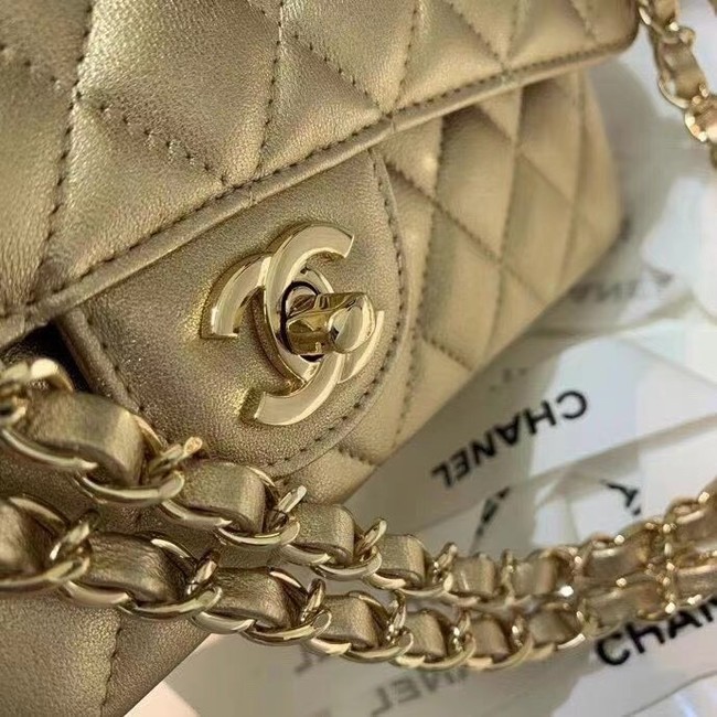 chanel classic handbag Lambskin & gold Metal A01112 gold