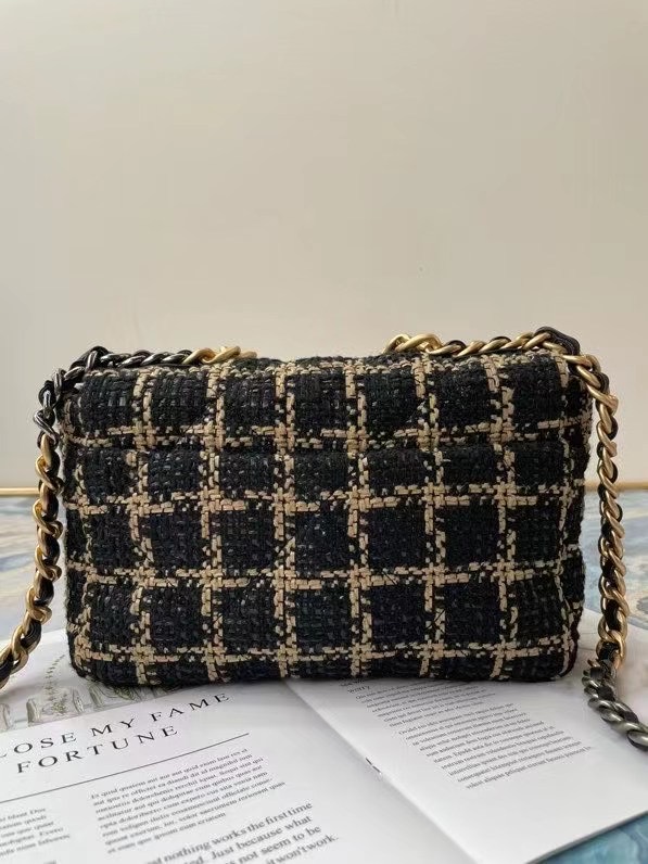 chanel 19 flap bag Tweed AS1160 AS1161 AS1162 black