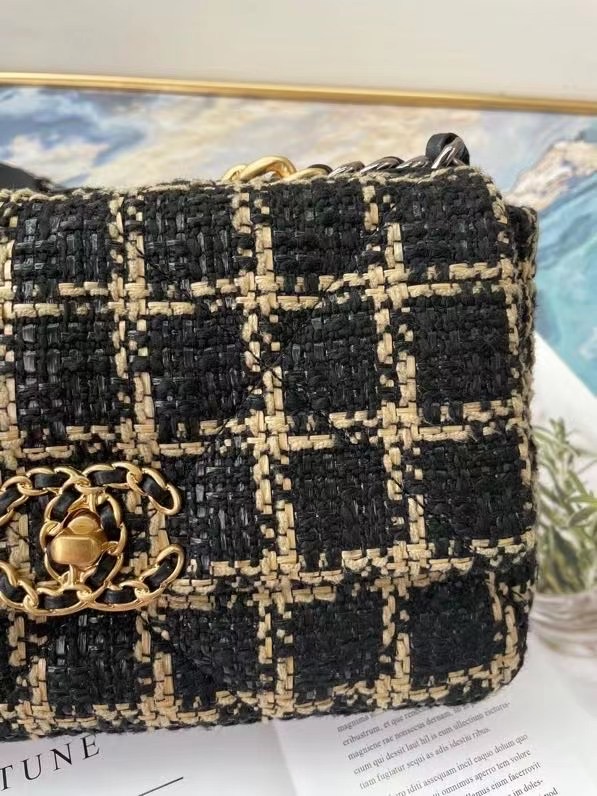 chanel 19 flap bag Tweed AS1160 AS1161 AS1162 black