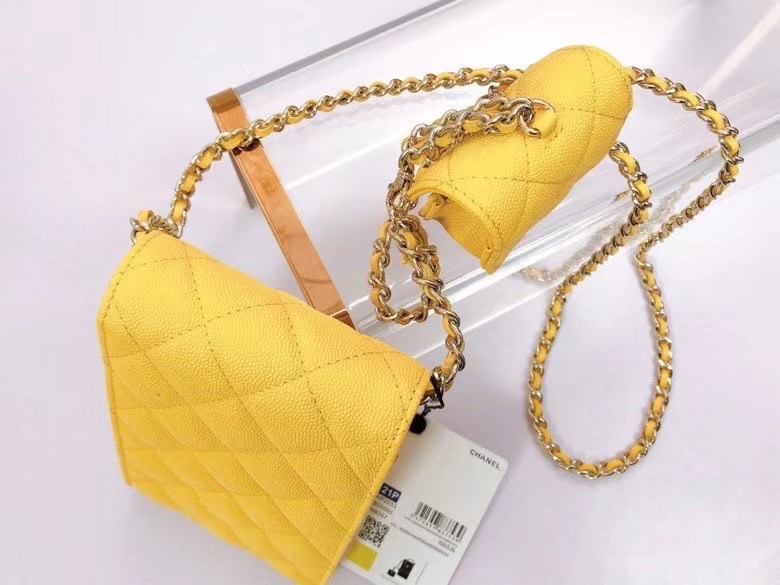 chanel card holder with chain & Gold-Tone Metal AP2033 yellow