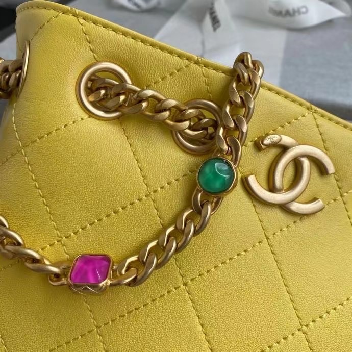 Chanel Lambskin bucket bag AS2381 yellow