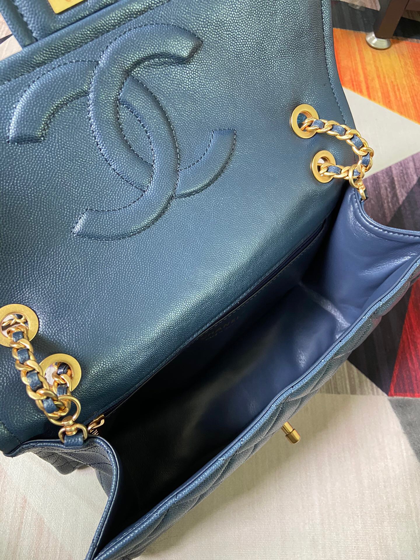 Chanel flap bag Grained Calfskin AS2358 Royal Blue