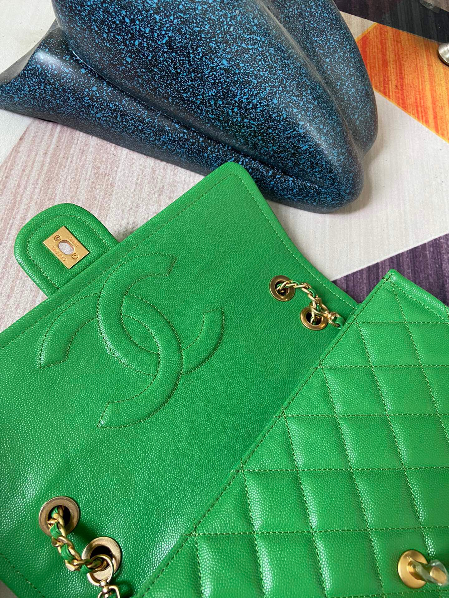 Chanel flap bag Grained Calfskin AS2358 green