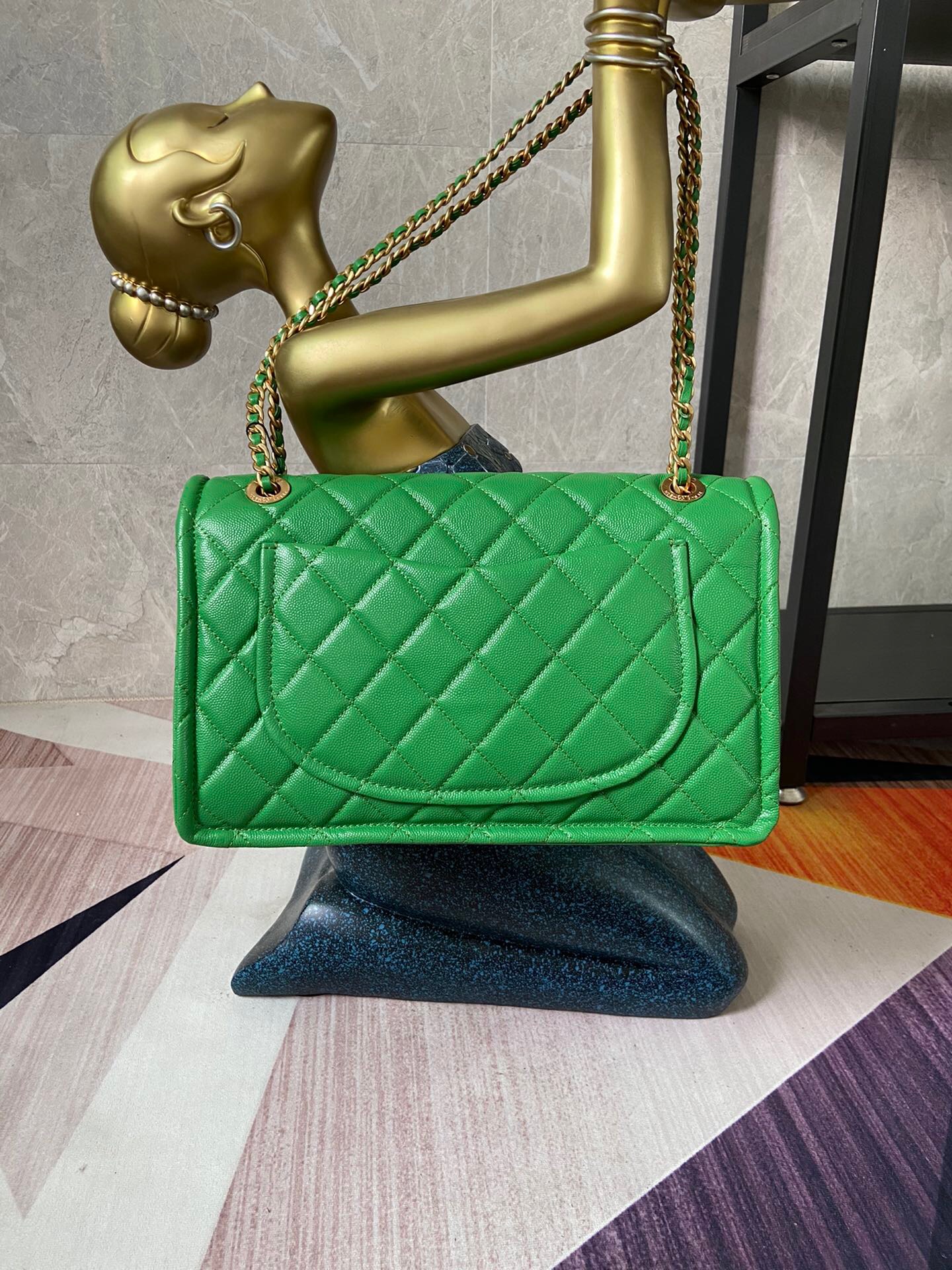 Chanel flap bag Grained Calfskin AS2358 green