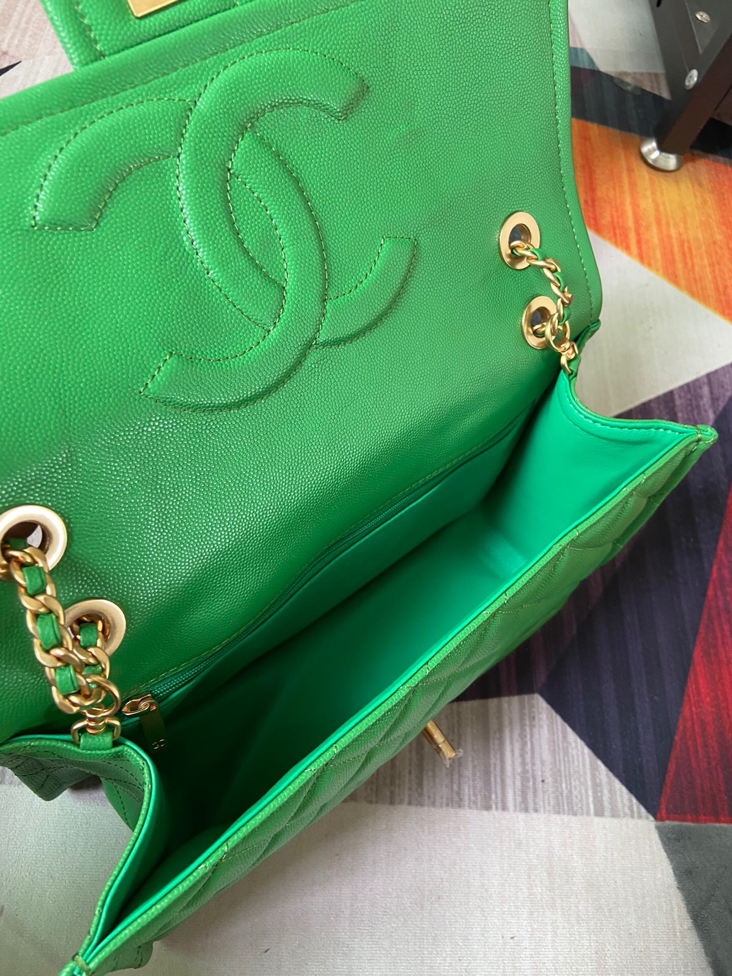 Chanel flap bag Grained Calfskin AS2358 green