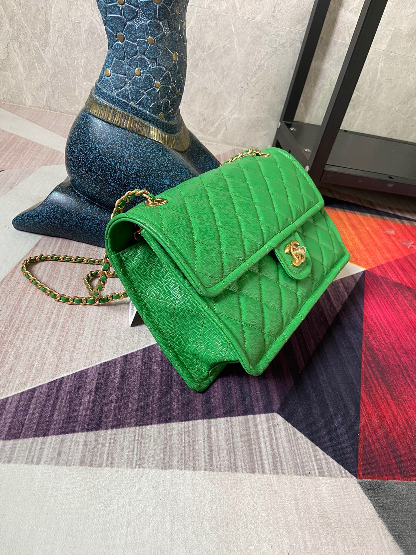 Chanel flap bag Grained Calfskin AS2358 green