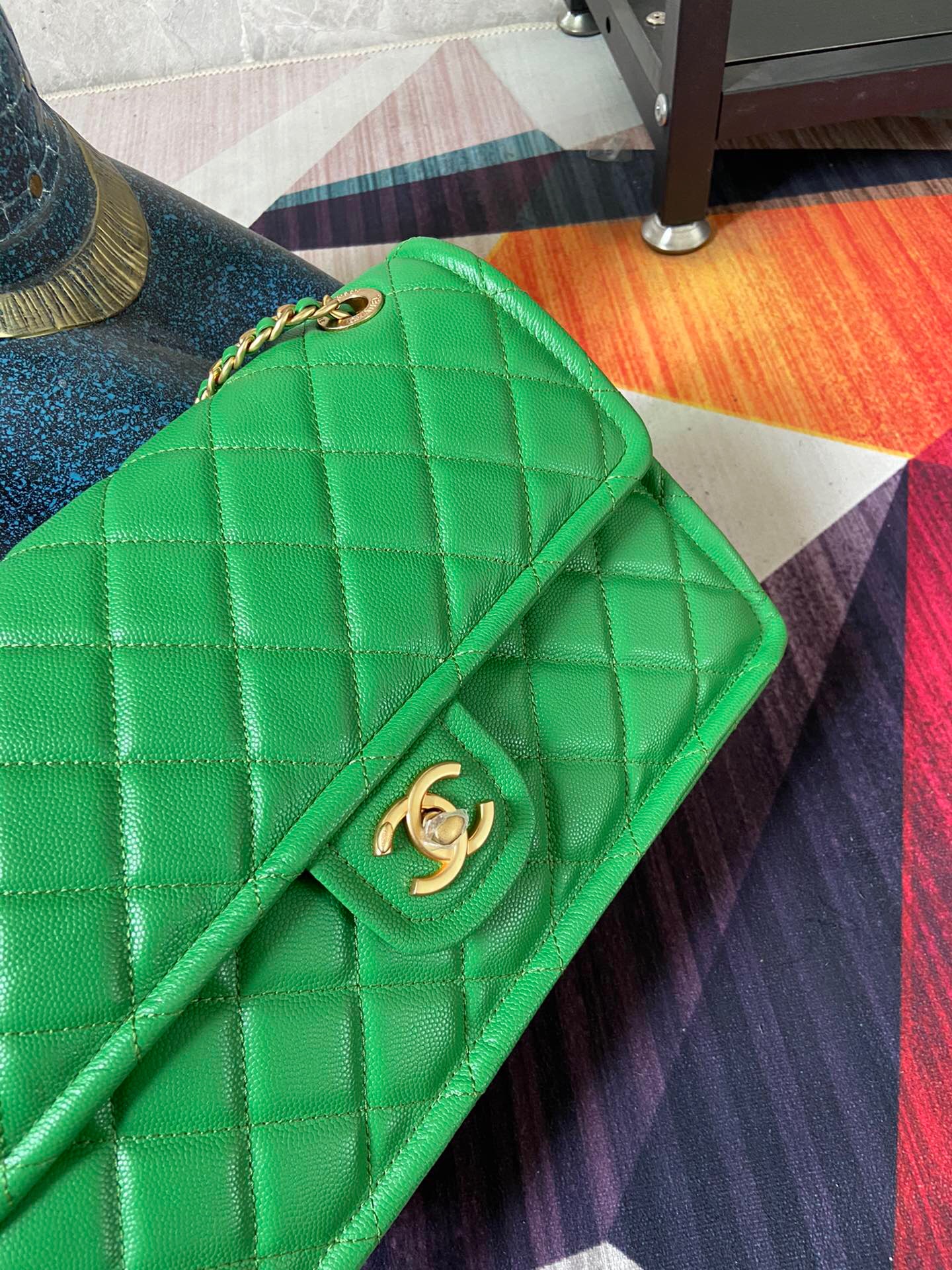 Chanel flap bag Grained Calfskin AS2358 green