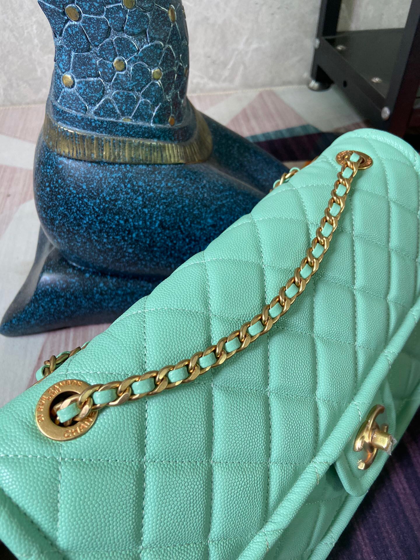 Chanel flap bag Grained Calfskin AS2358 light green