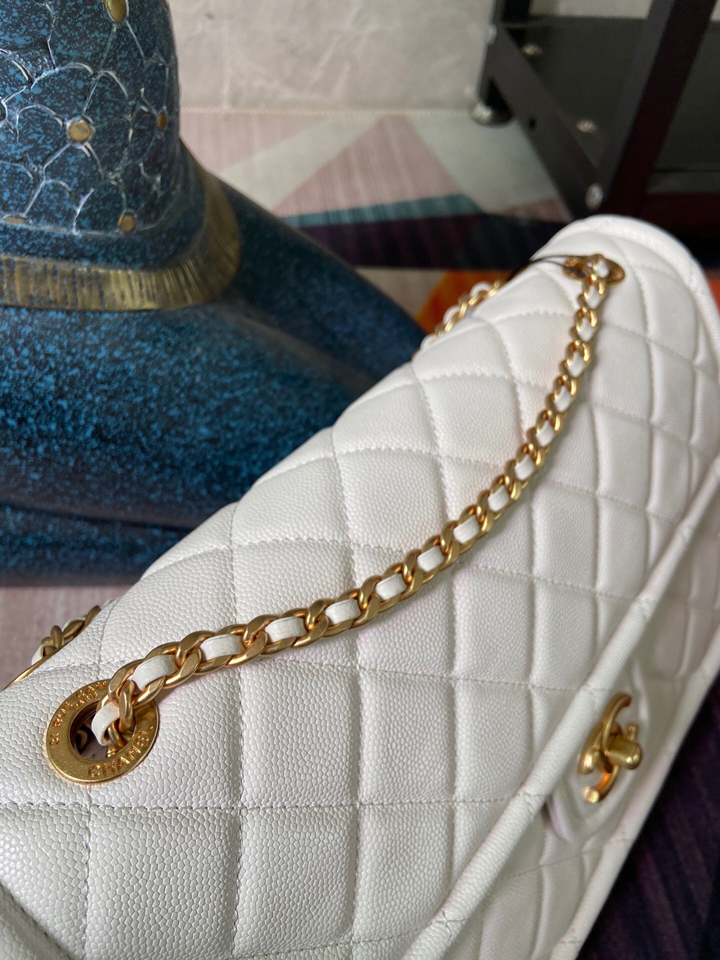 Chanel flap bag Grained Calfskin AS2358 white