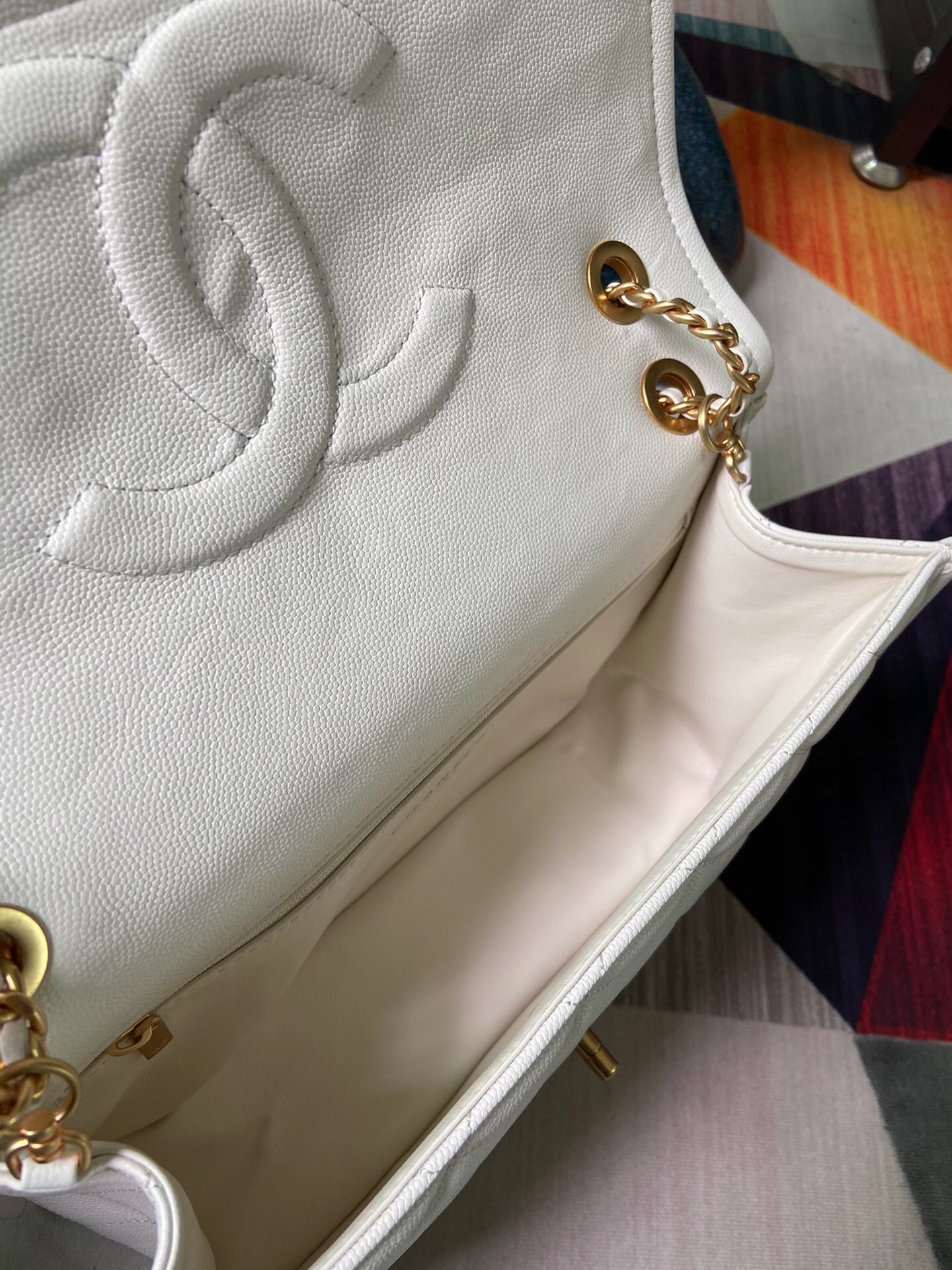 Chanel flap bag Grained Calfskin AS2358 white