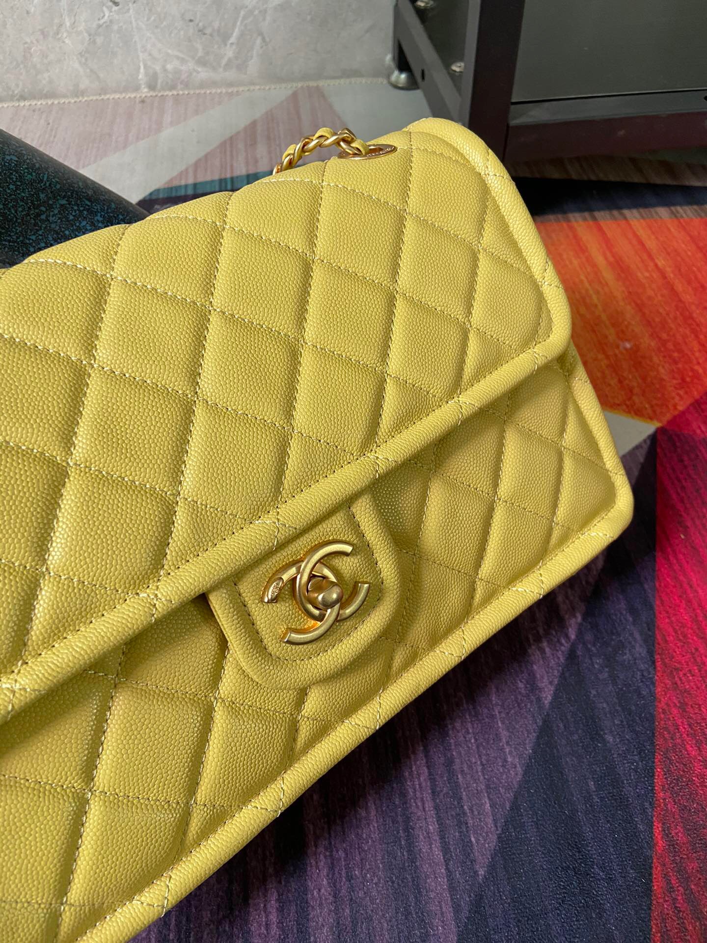 Chanel flap bag Grained Calfskin AS2358 yellow