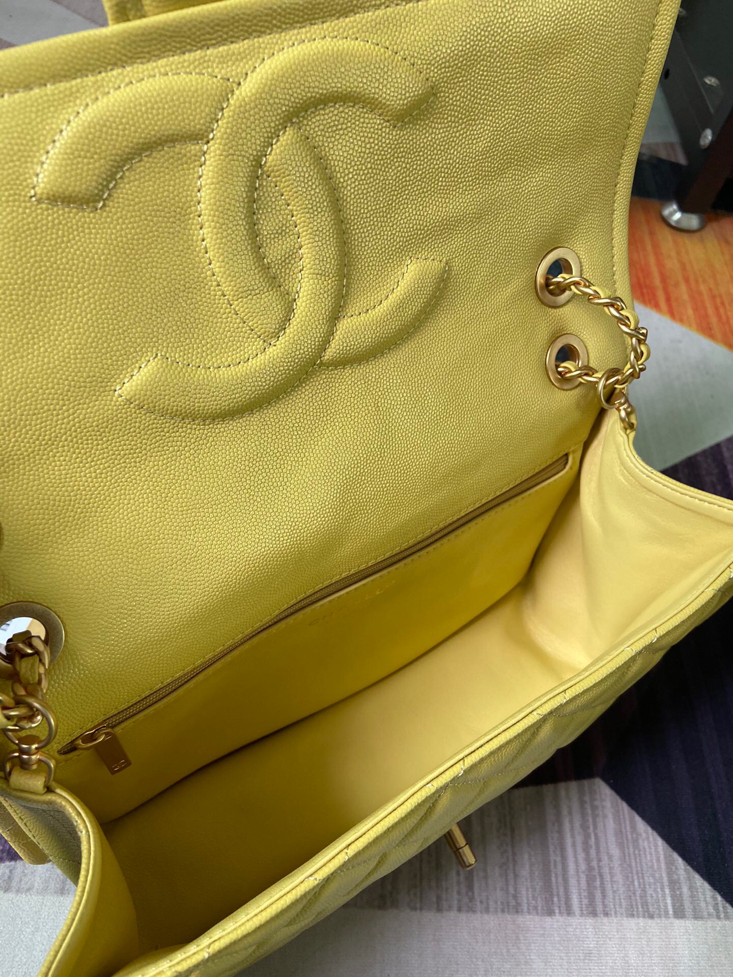 Chanel flap bag Grained Calfskin AS2358 yellow