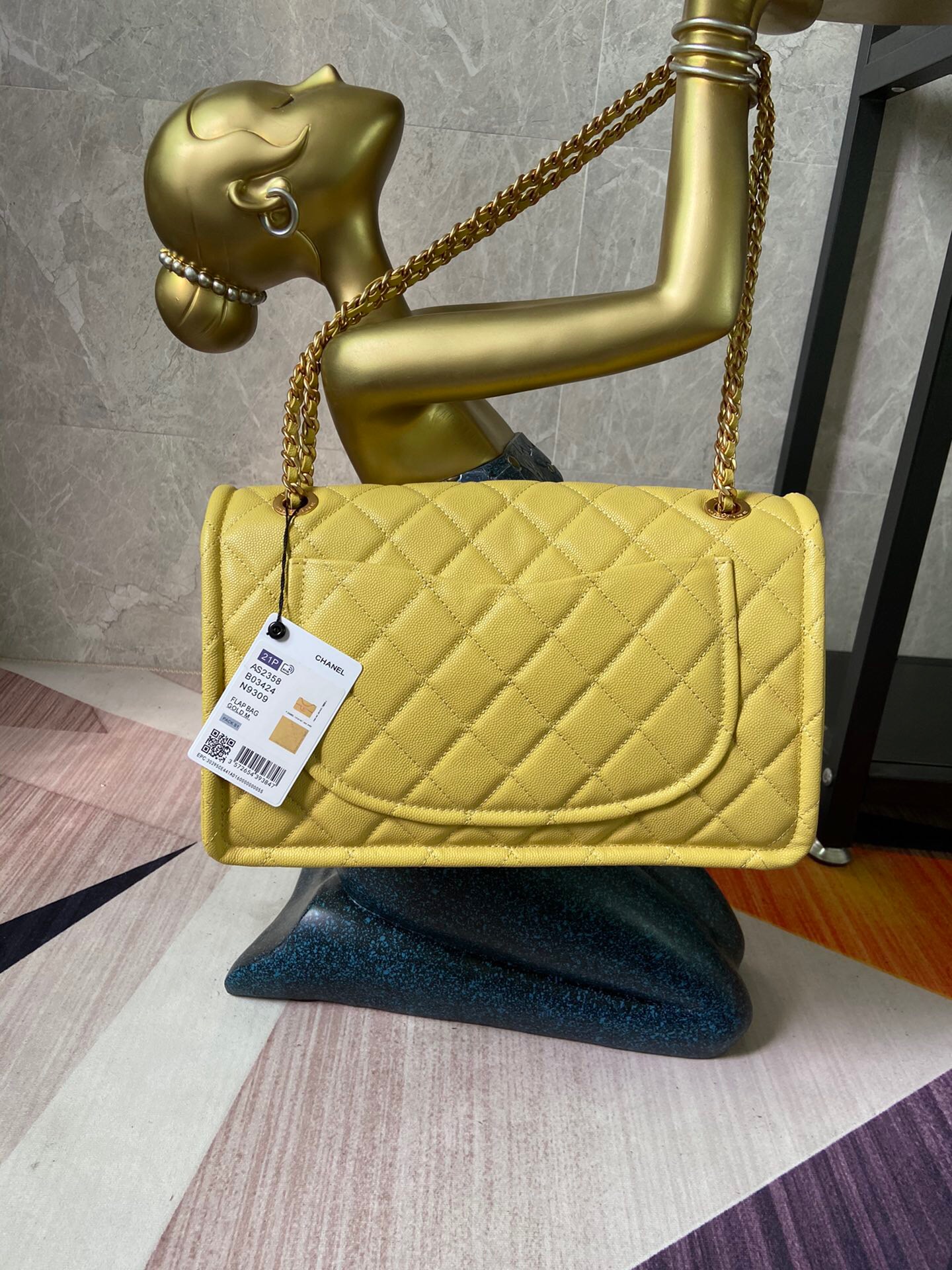 Chanel flap bag Grained Calfskin AS2358 yellow