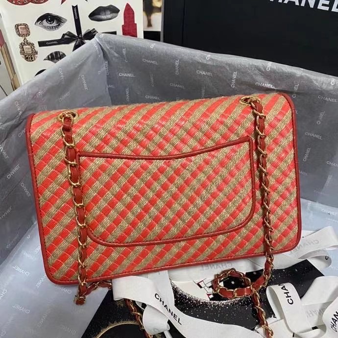 Chanel Flap Shoulder Bag Weave AS2419 red