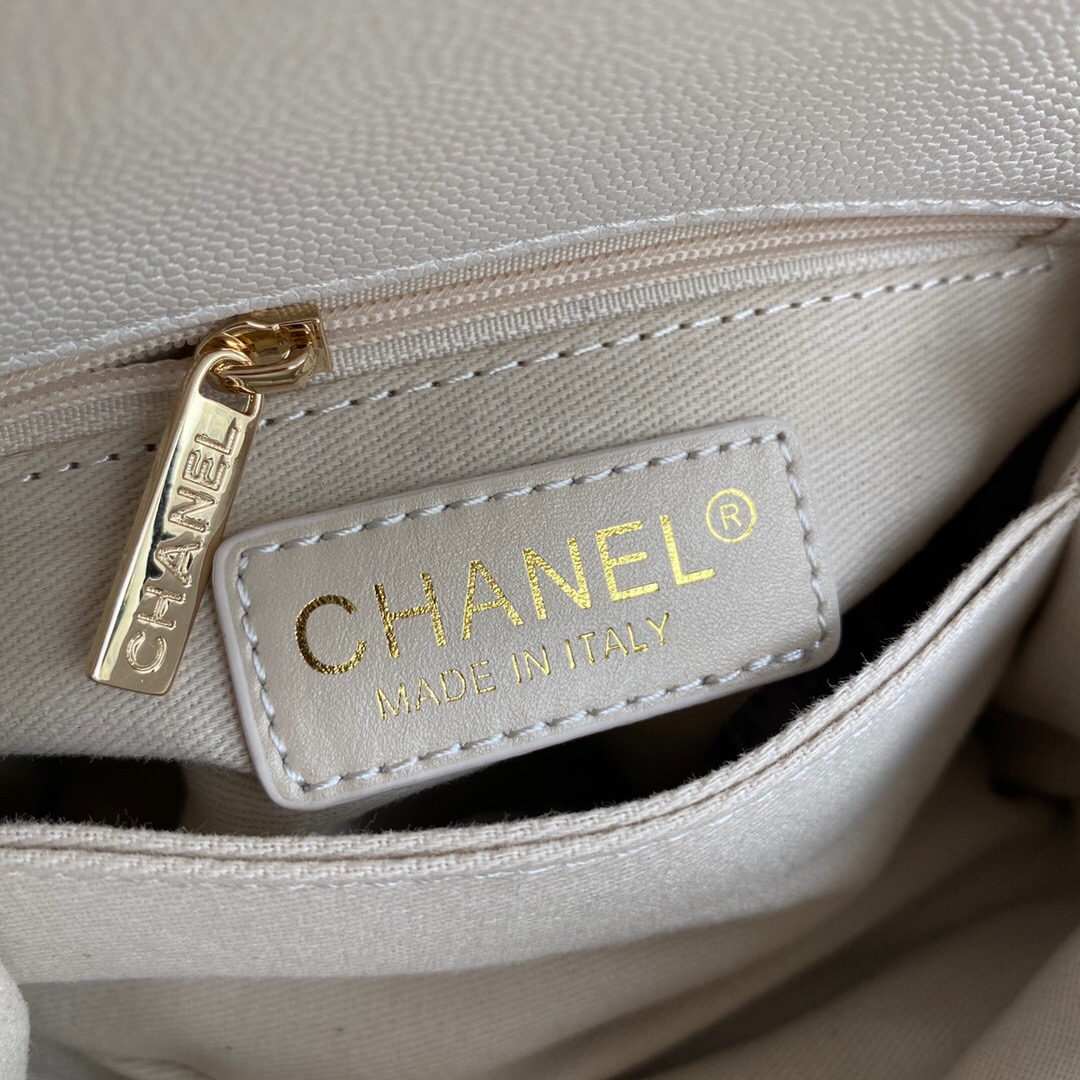 Chanel coco mini flap bag with top handle AS2215 white