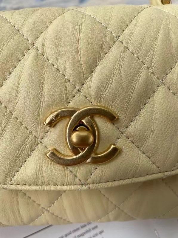 Chanel mini flap bag with top handle AS2477 Cream