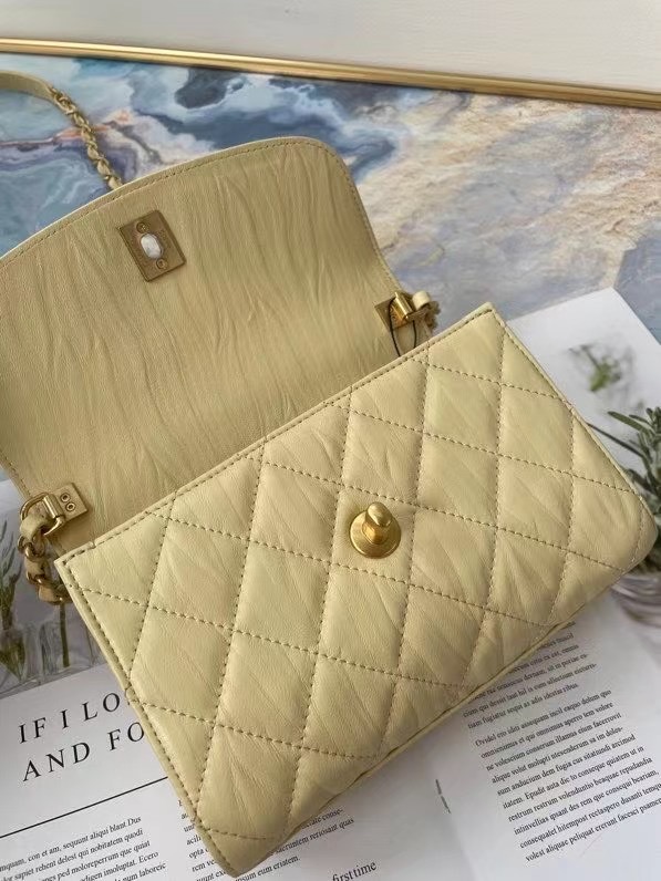 Chanel mini flap bag with top handle AS2477 Cream