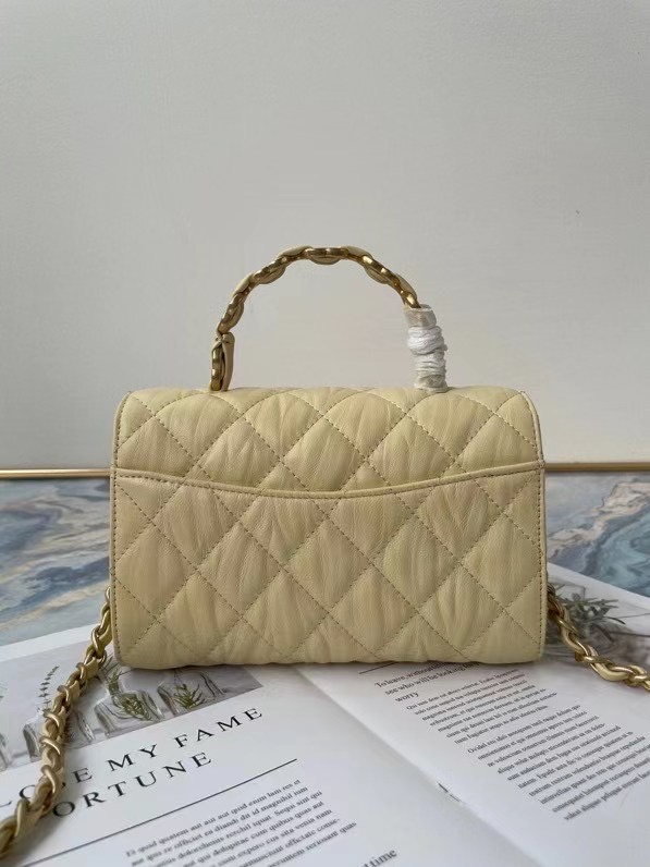 Chanel mini flap bag with top handle AS2477 Cream