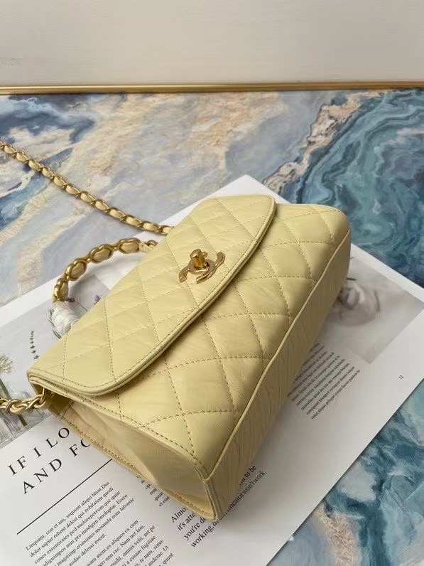 Chanel mini flap bag with top handle AS2478 Cream