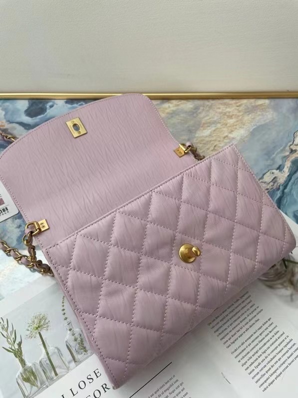 Chanel mini flap bag with top handle AS2478 purple