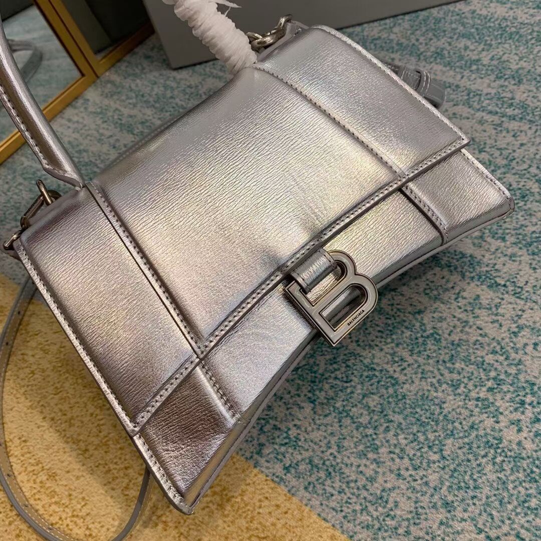 Balenciaga HOURGLASS SMALL TOP HANDLE BAG B108895-1 Silver 