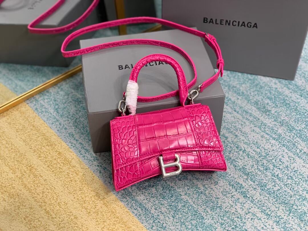 Balenciaga Hourglass XS Top Handle Bag 28331S neon pink