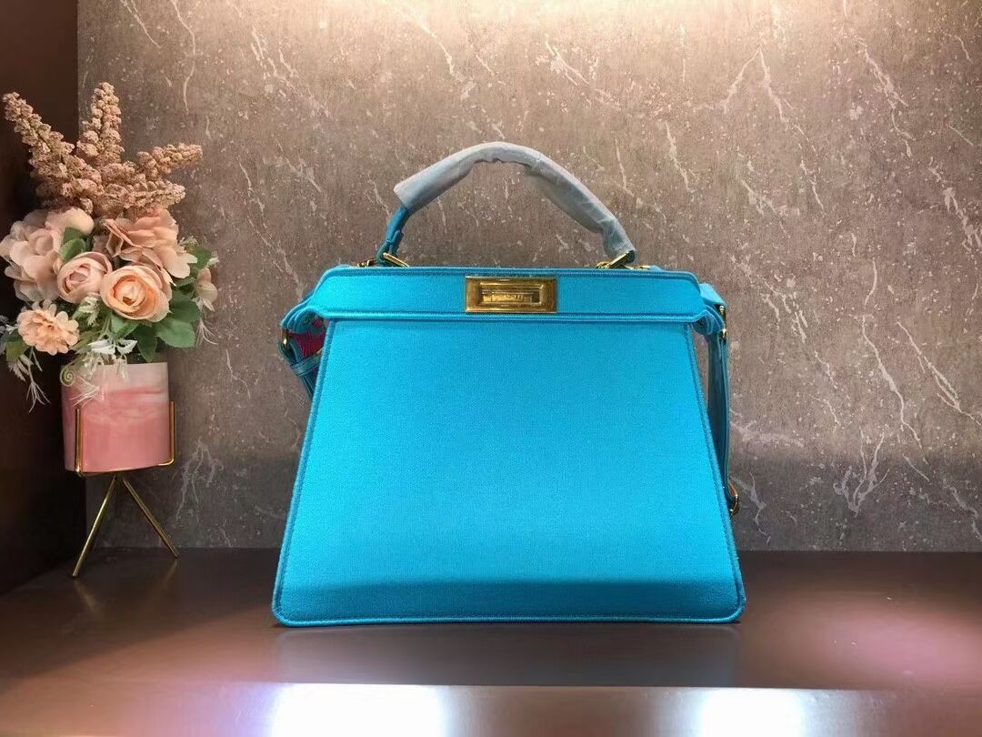 FENDI PEEKABOO ICONIC ESSENTIALLY leather bag F1516 blue 