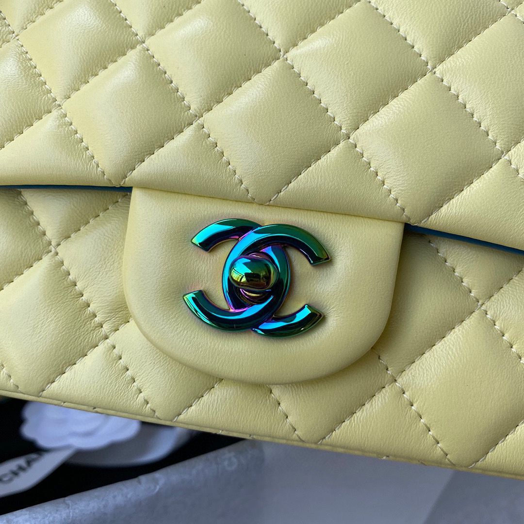 Chanel Classic Flap Shoulder Bag Original Sheepskin leather Colors Buckle A01116 Yellow&Blue