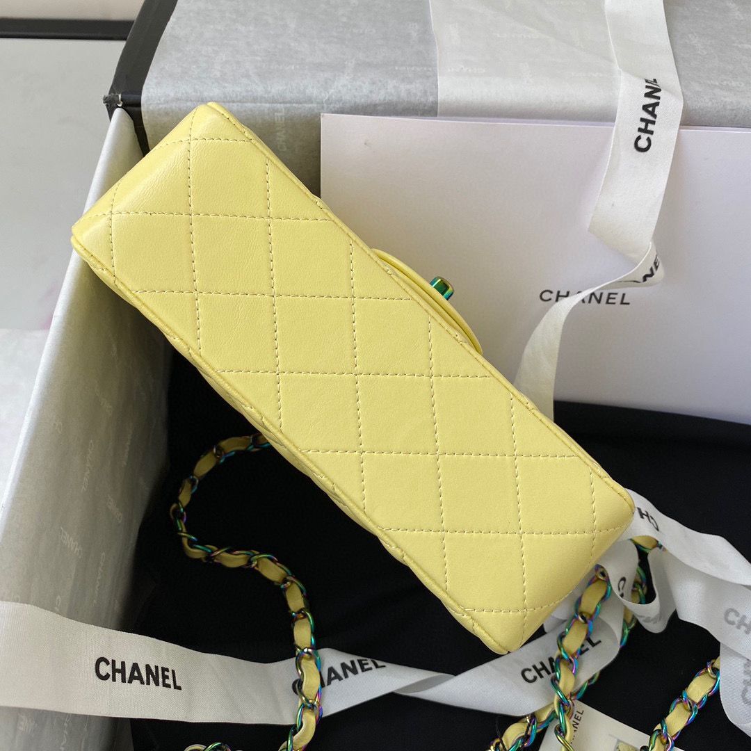 Chanel Classic Flap Shoulder Bag Original Sheepskin leather Colors Buckle A01116 Yellow&Blue