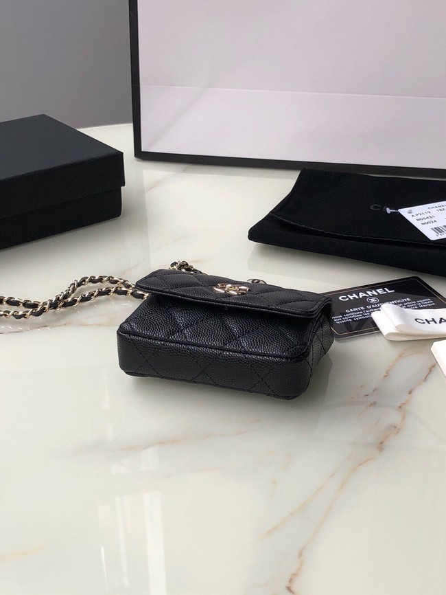 Chanel flap coin purse with chain AP2119 black