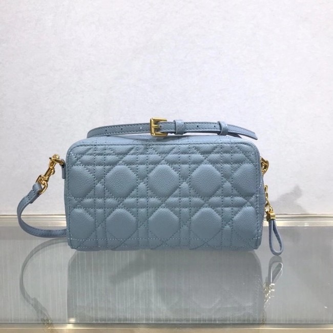 DIOR CARO DOUBLE POUCH Supple Cannage Calfskin S5037U light blue