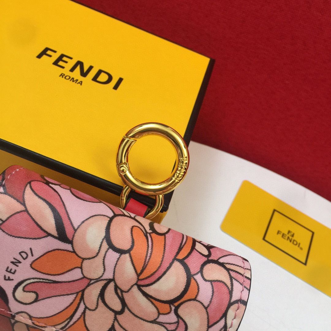 FENDI NANO BAGUETTE CHARM Nappa Original Leather Bag 7AR844 Flower