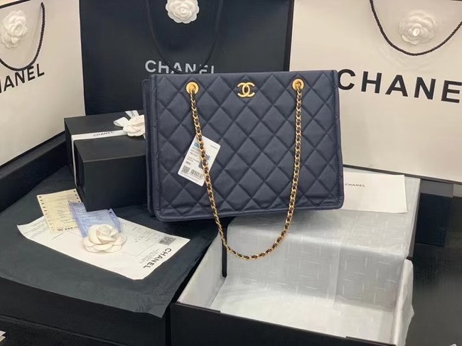 Chanel Original Leather Shopping Bag AS2360 Navy Blue