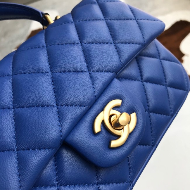 CHANEL mini flap bag with top handle AS2431 blue