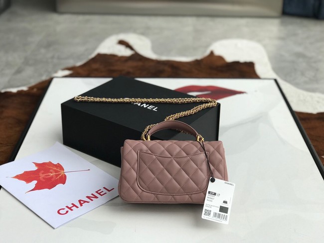 CHANEL mini flap bag with top handle AS2431 pink