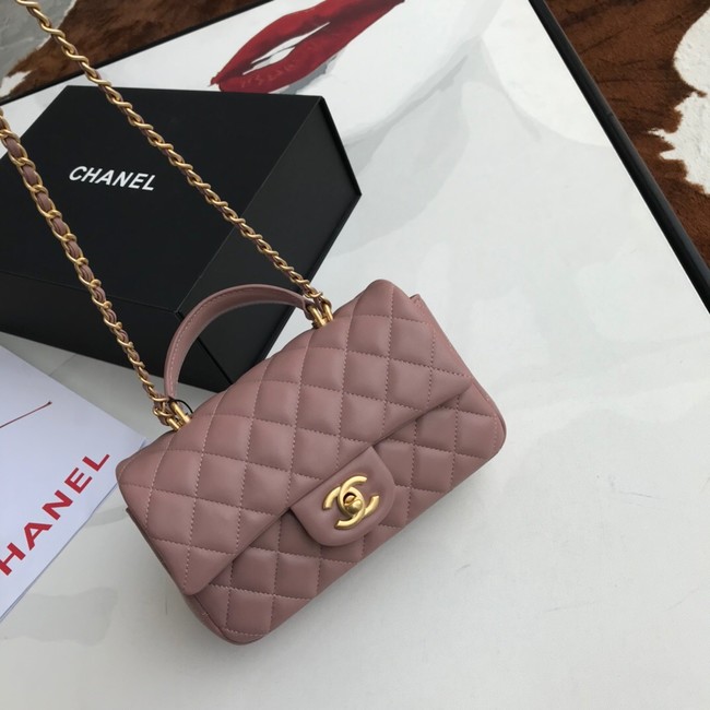 CHANEL mini flap bag with top handle AS2431 pink