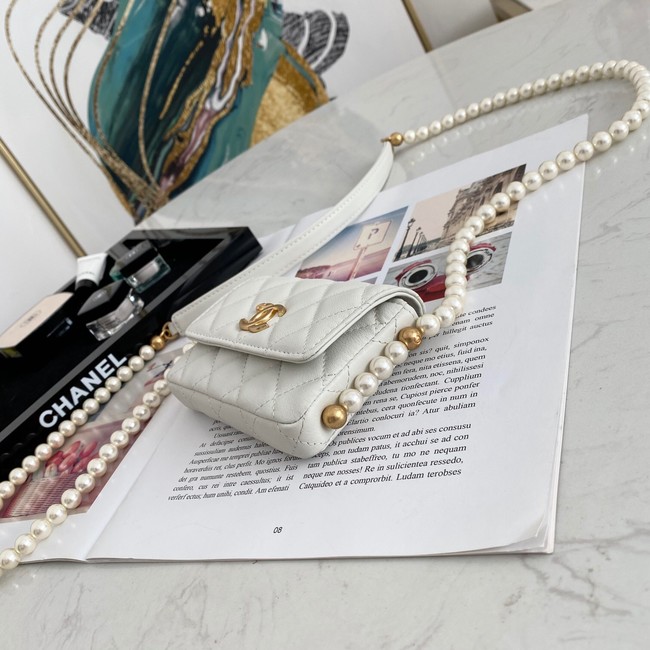 Chanel flap coin purse with chain 81085 white