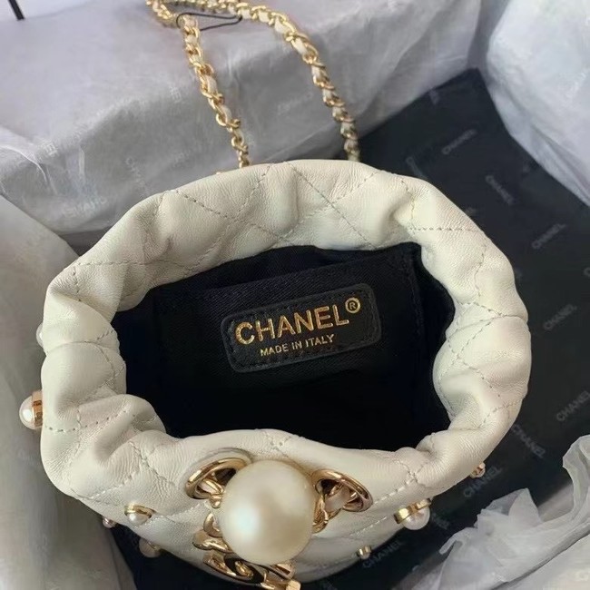 Chanel mini drawstring bag AS1077 white