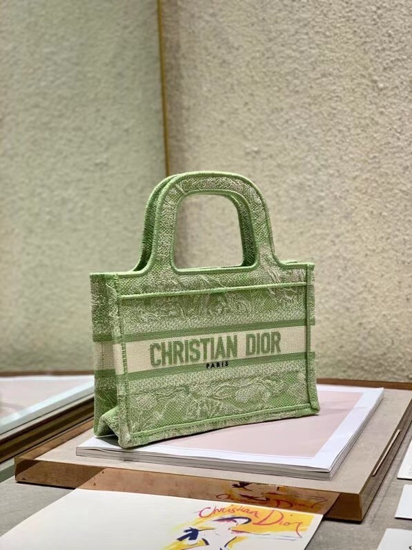 MINI DIOR BOOK TOTE Embroidery S5475Z green